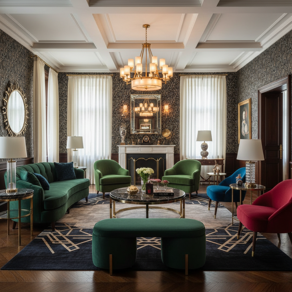 Virtual staging example: Art Deco Living Room - AI staged by StageAura