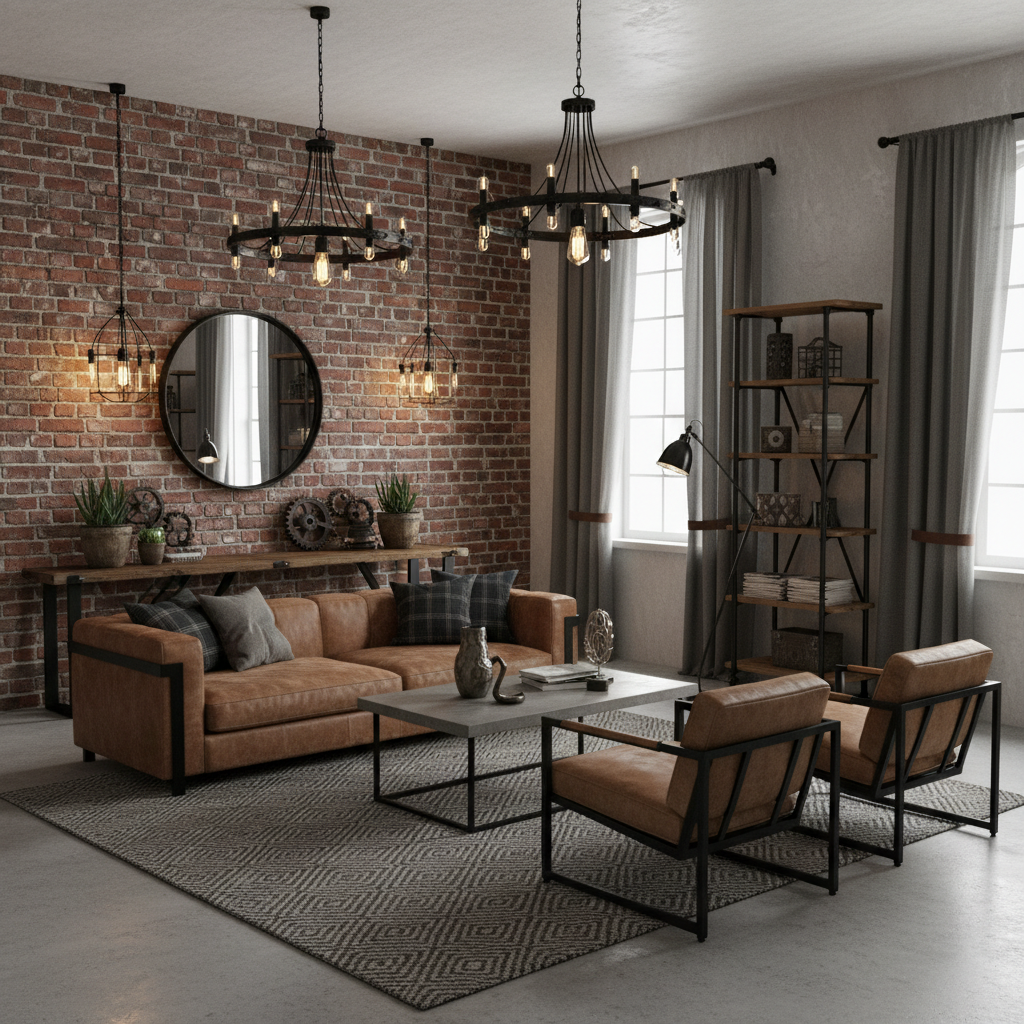 Virtual staging example: Industrial Living Room - AI staged by StageAura