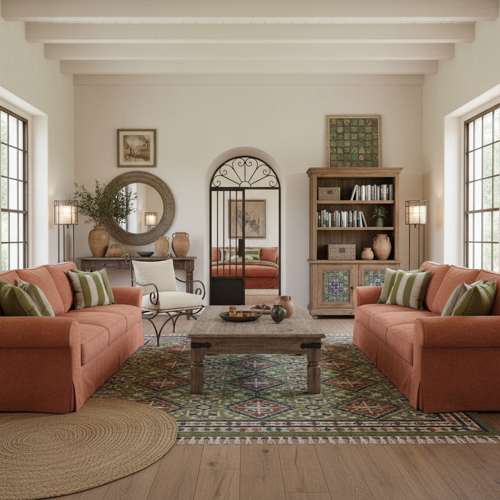 Virtual staging example: Mediterranean Living Room - AI staged by StageAura
