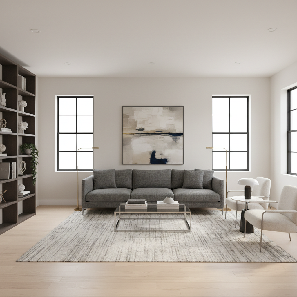 Virtual staging example: Modern Contemporary Living Room - AI staged by StageAura