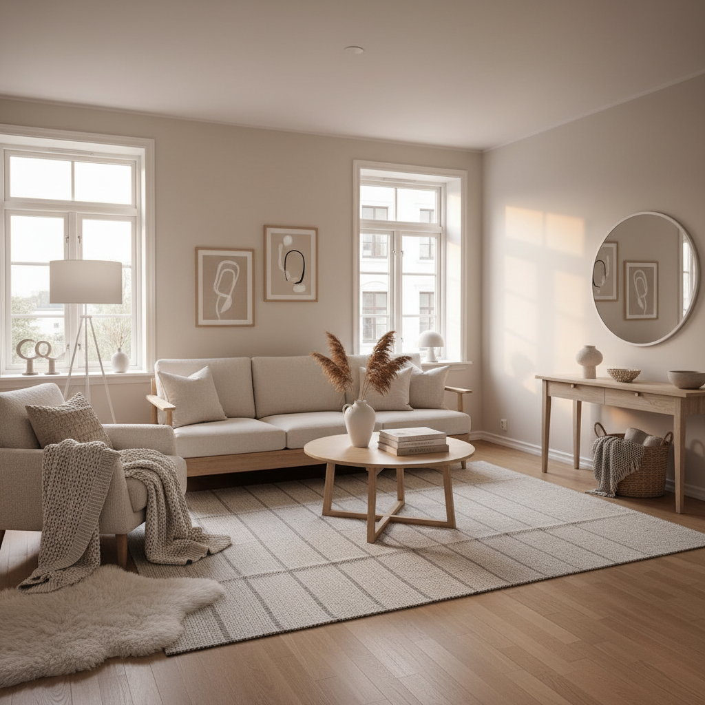 Virtual staging example: Scandinavian Living Room - AI staged by StageAura